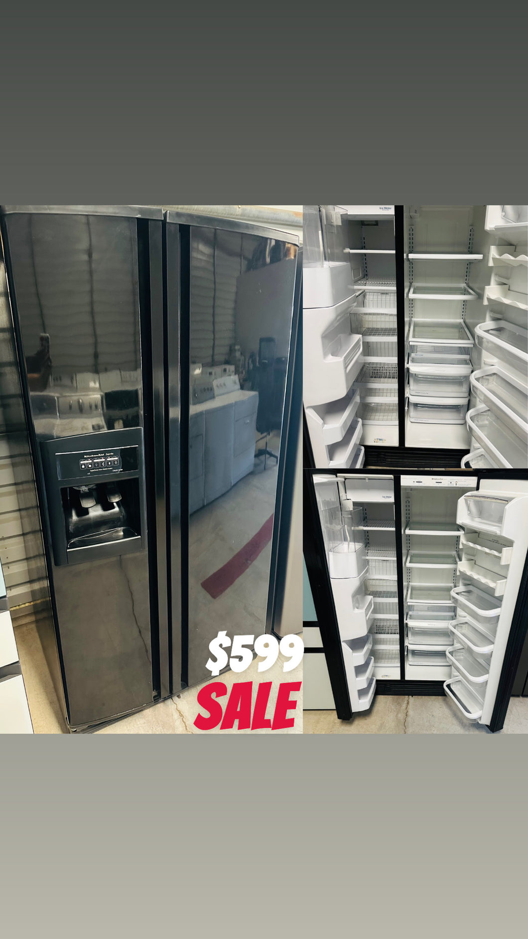 A Black Side By Side Refrigerator